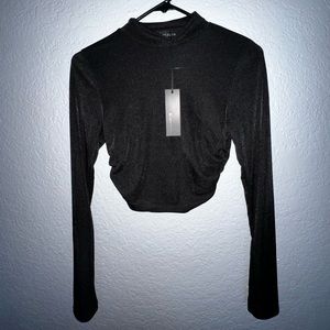 Cute Black Turtleneck Long sleeve Croptop